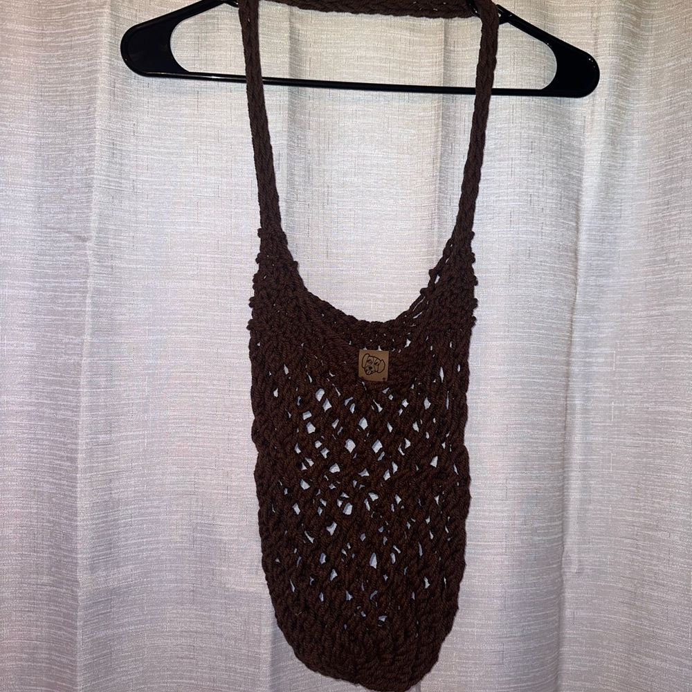 Brown knitted purse